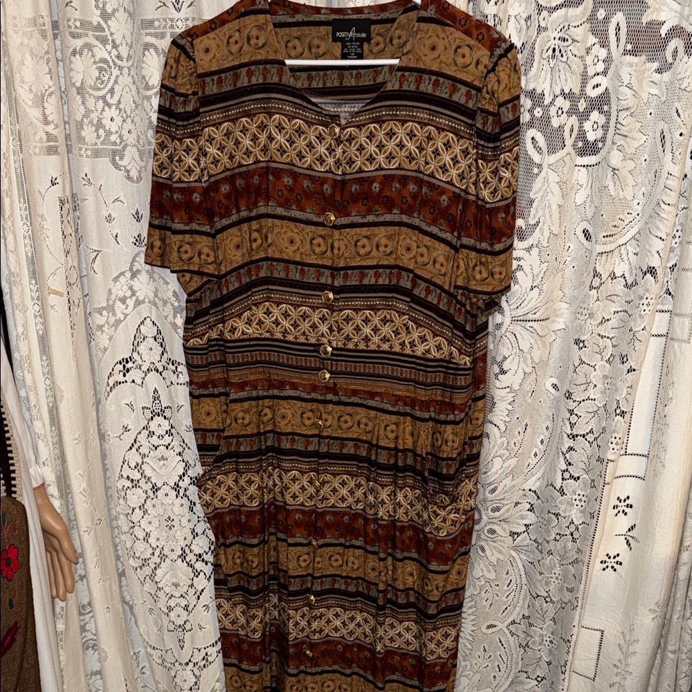 Positive Attitude Multicolor Patterned‎ Dress vintage